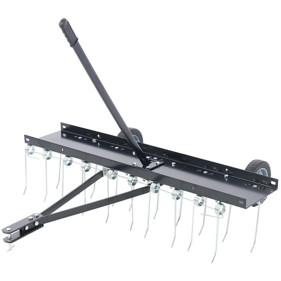 40-Inch  Tow Behind Dethatcher with Steel Tines, Lawn Dethatcher Rake for ATV or Mower, Tow Behind Lawn Rake with Lift Handle for Leaves, Pine Needles, and Grass
