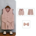 thumbnail image 3 of FYDUU Toddler Boy's Suit Set Formal Outfit Fashion Suit Vest Bowtie Shorts Suit Children's Performance Wedding Party Outfits Vintage Halloween 2-3 Years, 3 of 3