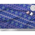 thumbnail image 2 of Soimoi Blue Heavy Satin Fabric Geometric Ikat Print Sewing Fabric Yard 54 Inch Wide, 2 of 3