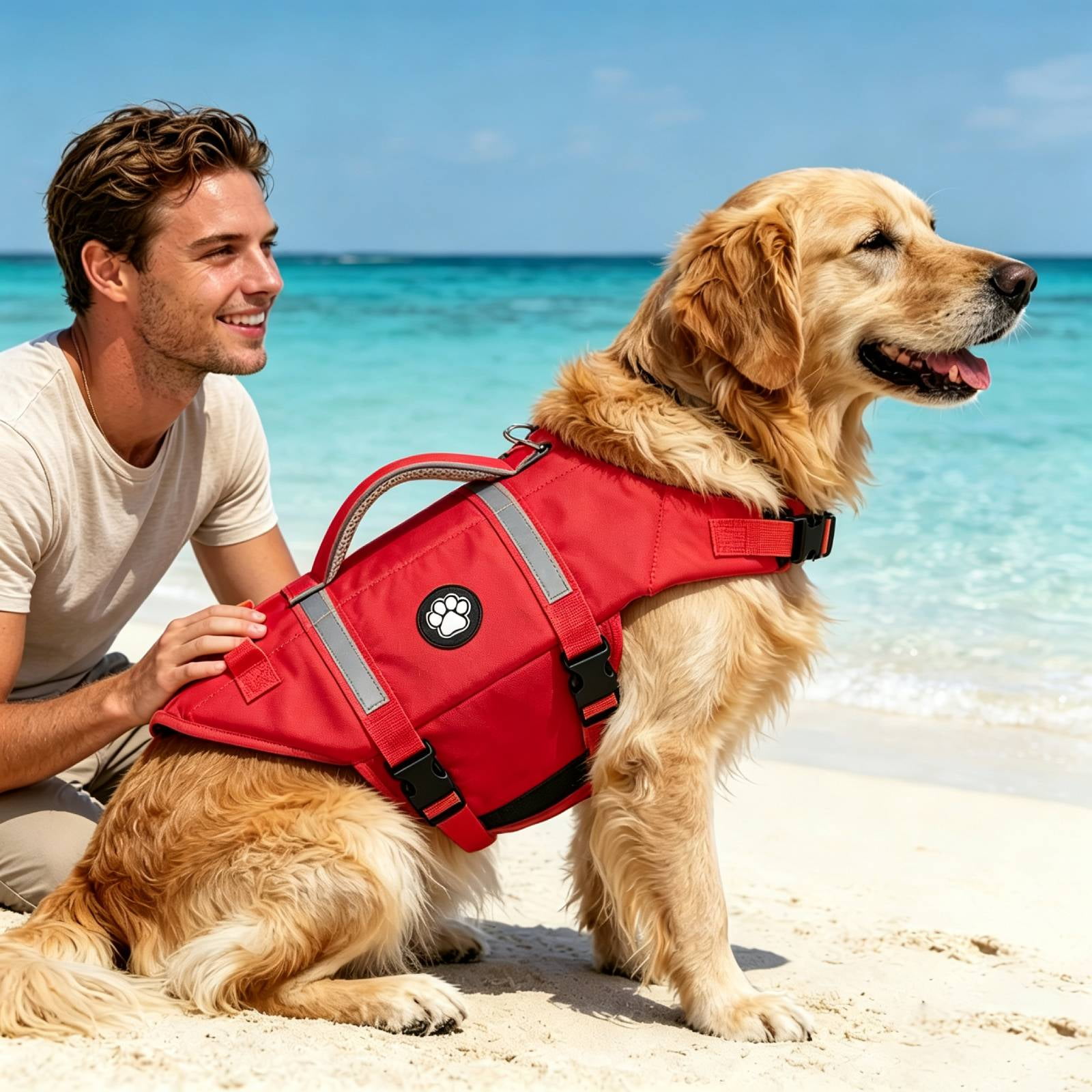 Dog Life Jacket Dog Life Vest High Flotation Adjustable High Buoyancy Pet Swimsuit Lifesaver for Small Medium and Large Dogs Red XL