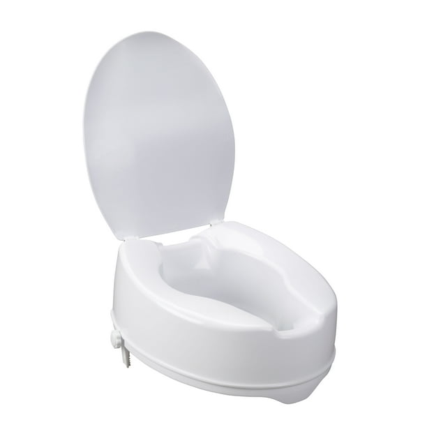 Siège de Toilette Surélevé avec Serrure et Couvercle, Siège Standard, 6 Po