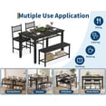 thumbnail image 4 of 47 Inch Farmhouse Dining Table Set for 4, Modern Kitchen Table with Bench and Chairs, Storage Shelf & Sturdy Metal Frame, Space-Saving Design for Apartment and Kitchen, Black, 4 of 6