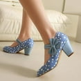 thumbnail image 4 of Women Polka Dot Mary Jane Bow Pumps Block Heels, 4 of 7