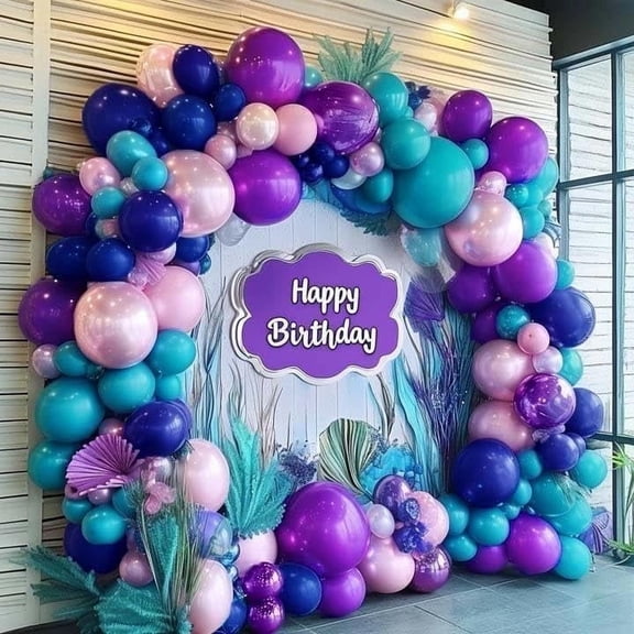 Purple Blue Balloons Teal Pink Balloon Garland Arch Kit for Birthday Baby Shower Mermaid Stitches Under The Sea Encanto Villain Ocean Luau Party Decorations