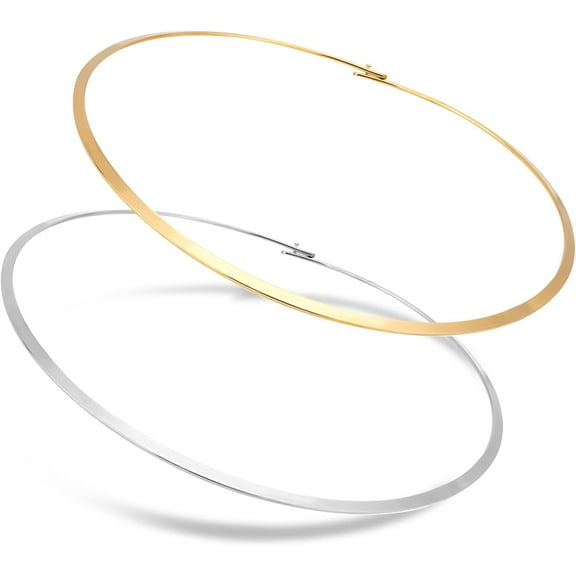 2pcs 2 Colors Stainless Steel Wire Wrap Collar Necklaces Necklace Metal Open Choker Necklace for Women
