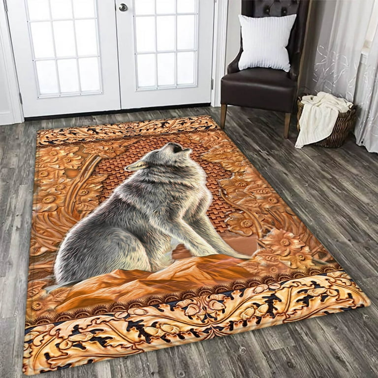 Wolf Rugs for Bedroom Living Room, Wolves Wildlife 3x4 Area Rugs, Washable  Non-Slip Soft Low Pile Rug, Dorm Dining Room Nursery Carpet, Indoor Floor
