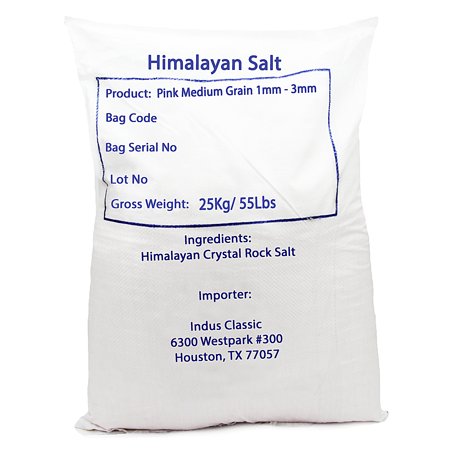 IndusClassic Bulk 55 lbs Kosher Pure Natural Halall Unprocessed Himalayan Edible Pink Cooking Medium Grain Salt 1mm to 3mm