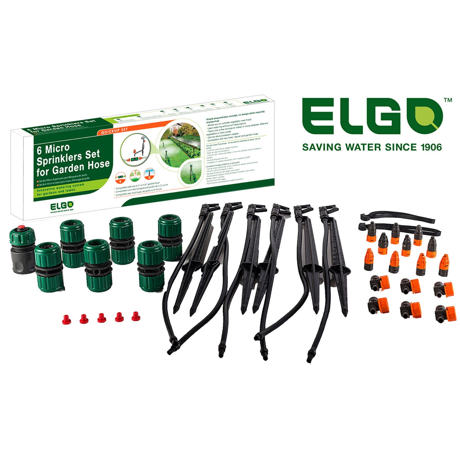 Elgo 6 Micro Sprinklers Set for use with Garden Hose by Elgo
