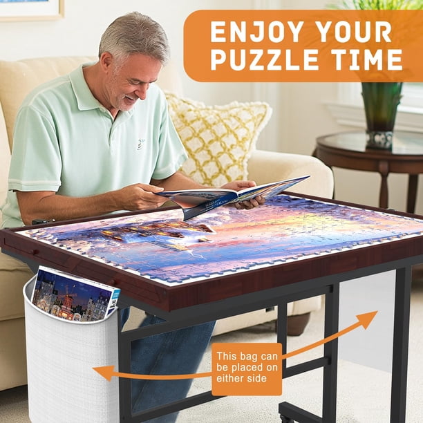 Table à Puzzle 1500 Pièces Avec Tiroirs Et Couvercle - Plateau Inclinable En Bois Pliable Pour Passionnés