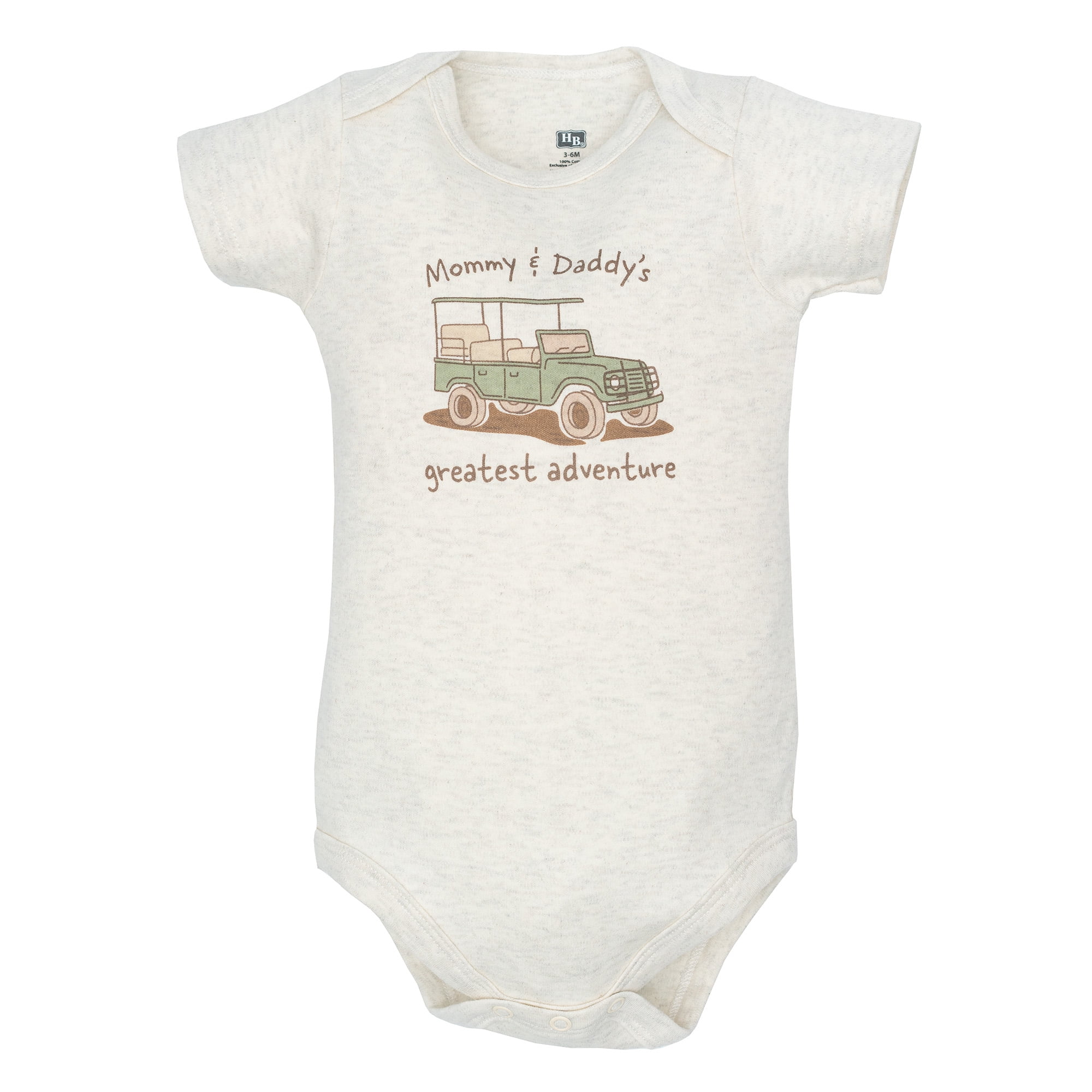 Hudson Baby Infant Boys Cotton Bodysuits 5-Pack, Beige Safari, 3-6 Months