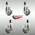 thumbnail image 2 of 4 Inch 316SS Gray Poly Swivel 1-1/4 Inch Expanding Stem Caster Set 2 Brake SCC, 2 of 2