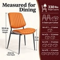thumbnail image 3 of Orange Upholstered Dining Chairs Set of 6, Curved Mid Century Modern Chair - Kitchen Chairs, Dining Room Chairs, Dinning Chair with Faux Leather, Bentwood Side Profile, Metal Legs, Sillas de Comedor, 3 of 9