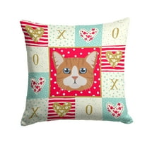 Carolines Treasures CK5132PW1414 Manx Cat Love Fabric Decorative Pillow  14Hx14W multicolor