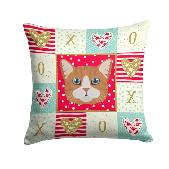Carolines Treasures CK5132PW1414 Manx Cat Love Fabric Decorative Pillow  14Hx14W multicolor