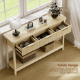 thumbnail image 2 of Laintene Fluted Console Table, 51" Narrow Entryway Table with 3 Drawers, Wood Console Sofa Table with Storage Open Shelf, Modern Display Shelf for Hallway Living Room Foyer, Natural Oak, 2 of 8