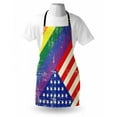 thumbnail image 3 of Vintage Rainbow Apron Worn Out Pride Flag and Old Glory Patriotism Freedom and LGBT Themed Design, Unisex Kitchen Bib Apron with Adjustable Neck for Cooking Baking Gardening, Multicolor, by Ambesonne, 3 of 3