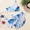 thumbnail image 5 of Girls Swimsuit Size 6 Cut Out Bikini Bottoms Spaghetti Strap Tankini Set 3 Piece Allover Printed Girls Bathing Suit&nbsp;size 12, 5 of 7