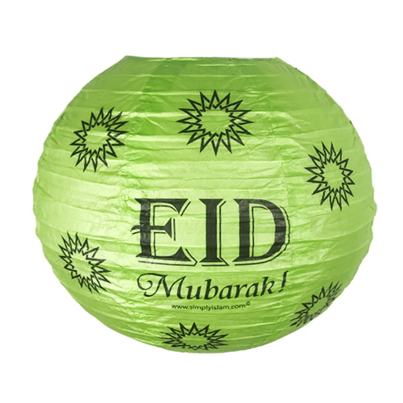 White Eid Mubarak Ramadan Paper Sphere Lantern Hanging Decoration Balls 