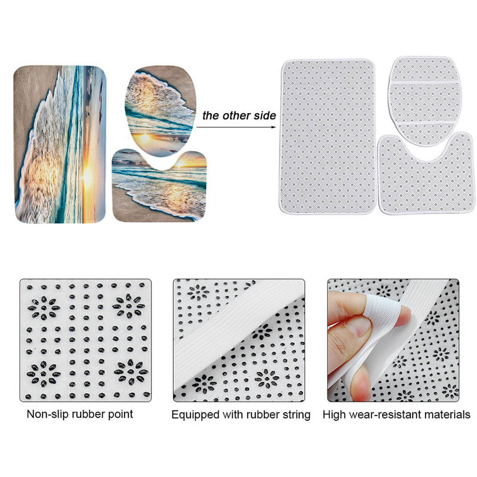 BSHAPPLUS Shower Curtain Set Sunset Beach Bathroom Sets with Shower Curtain and Rugs Waterproof Shower Curtain 12 Hooks for Bathroom 70.9 x 70.9 inches