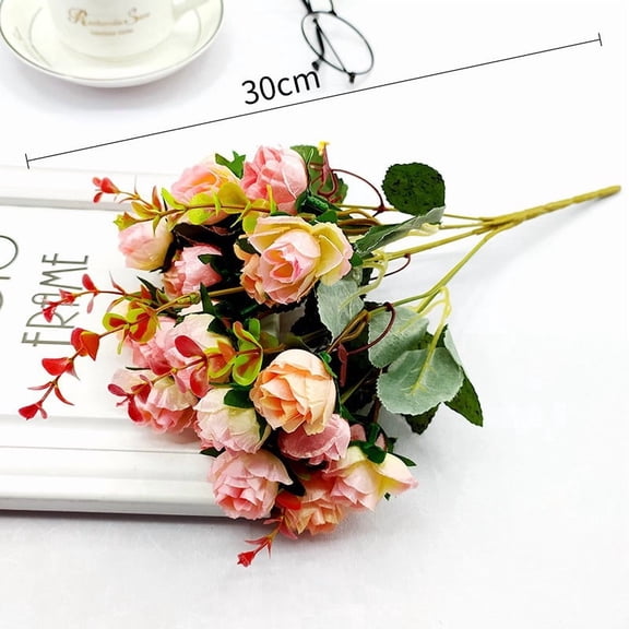 Artificial Flowers Silk Flowers Rose Bouquets Artificial Faux Floral Stems Fake Roses Indoor Table Bedroom Decor 1 Piece Faux Flowers