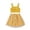 Yellow, variant on Krdevn Girls Summer Outfits Floral Print Sleeveless Dress with Bow Mesh Skirt Set Casual Playwear for Toddler Kids,6-7 Years