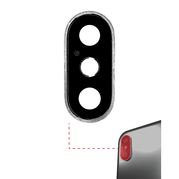 Replacement Back Camera Lens With Bracket & Bezel Compatible For iPhone XS / XS Max (Silver) (Real Sapphire l Premium)