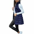 thumbnail image 5 of Htigea Women's Long Vest Puffer Sleeveless Jackets Lightweight Zip Up Collared Coats Fall Winter Casual Outerwear with Pocket Navy XXL, 5 of 9