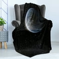 thumbnail image 4 of Galaxy Soft Flannel Fleece Throw Blanket, Scenic View of Planet Earth from Moon Dark Cosmos Crater Sci Fi Theme Image Print, Cozy Plush for Indoor and Outdoor Use, 50" x 60", Blue Black, by Ambesonne, 4 of 5