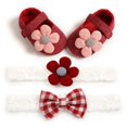thumbnail image 3 of Baby Girl Anti-Slip Sole Newborn Infant First Walkers Shoes with 2 Headbands, 3 of 4