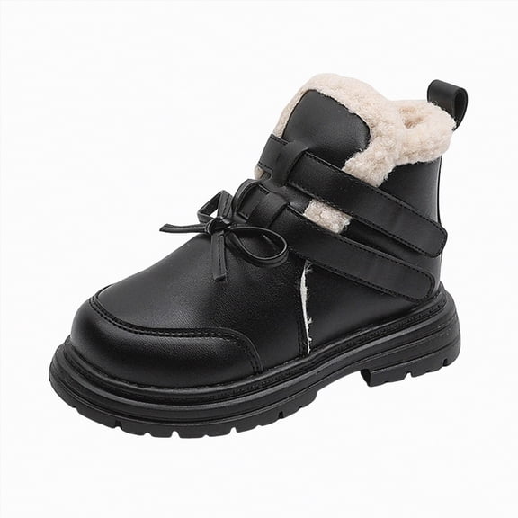 Gvdentm Winter Shoes for Girls Toddler Girls & Toddler' Boots Girls Warm Winter Flat Non-Slip Zip Snow Boots for Indoor Outdoor Little Boys Boots(Black,8)