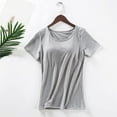 thumbnail image 2 of AherBiu Pajama Tops for Women Comfy Tshirt with Built in Bra Short Sleeve Crewneck Stretch Yoga Tops Blouse, 2 of 6
