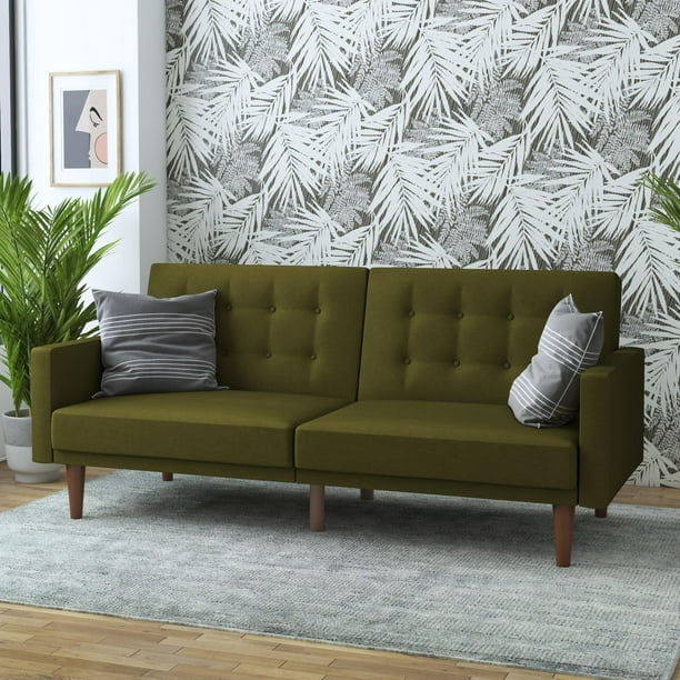 Eye Wimberly Upholstered Futon, Green Leather Sleeper Sofa