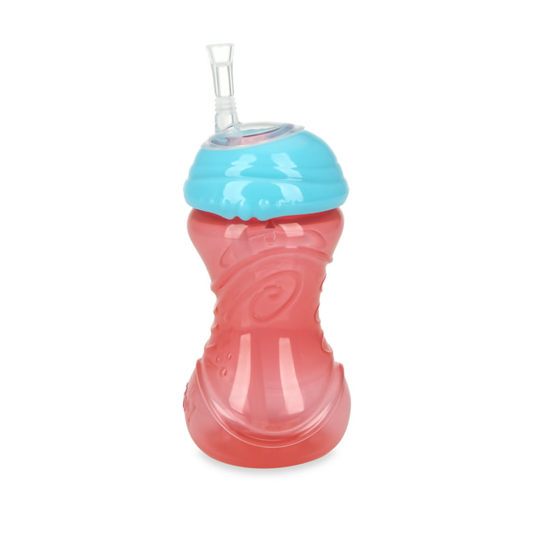 Nuby 2 Pack 10 Oz. Clik-It Cup with Flex Straw, Red & Blue 