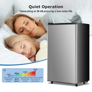 Beddle Mini Fridge with Freezer 3.2 Cu.ft Small Refrigerator for Dorm Bedroom, Compact Refrigerators Single Door Adjustable Thermostat Low Noise,Silver