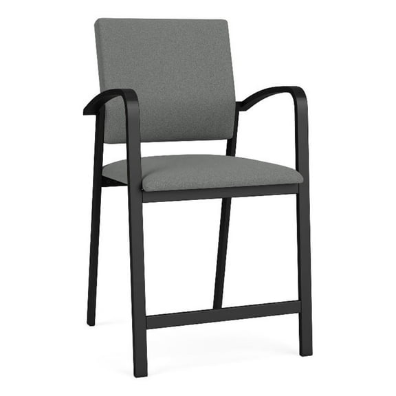 Newport Reception Waiting Room 24.5" Hip Chair / Black Steel / Light Gray