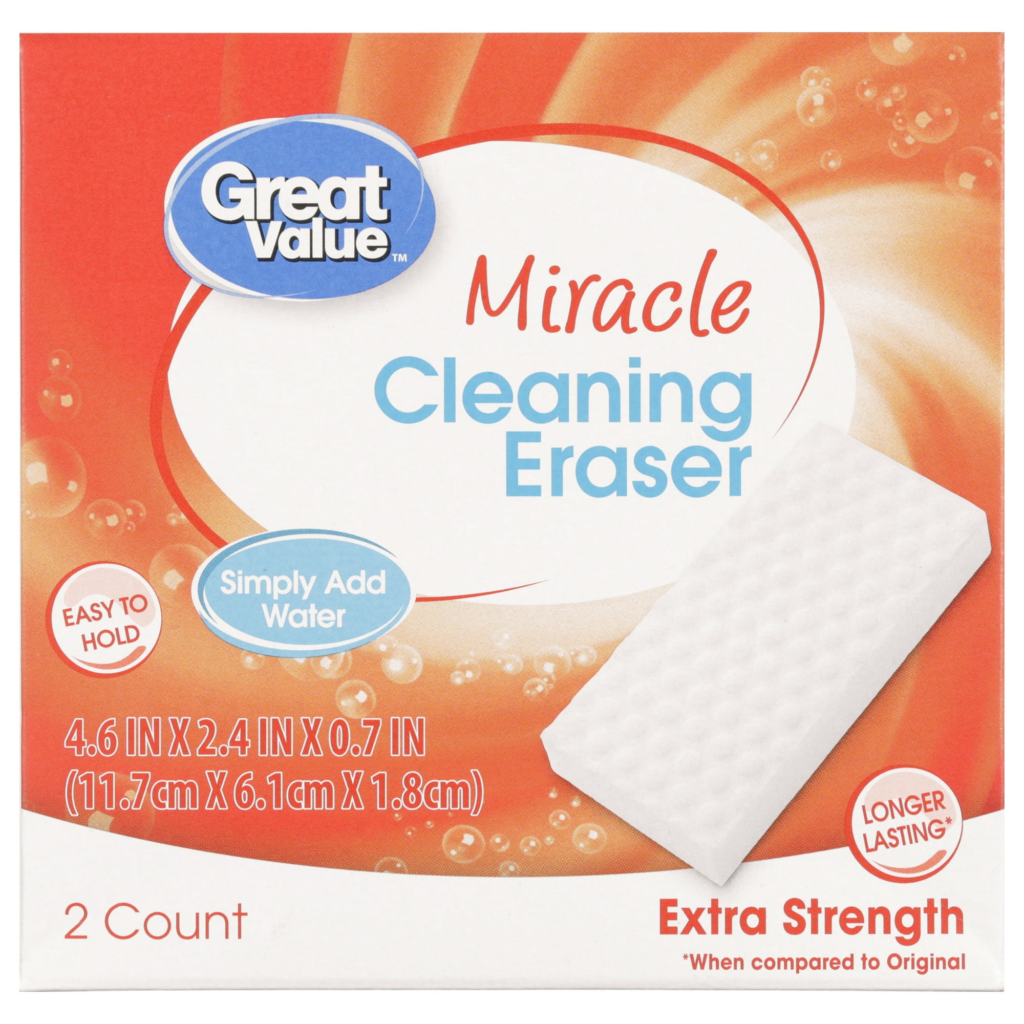 Great Value Extra Strength Melamine Cleaning Eraser, 2 Count