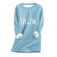 thumbnail image 1 of Birdeem Women's Round Neck Pocket Thickened Plush Warm Long Sleeve Tops, 1 of 1