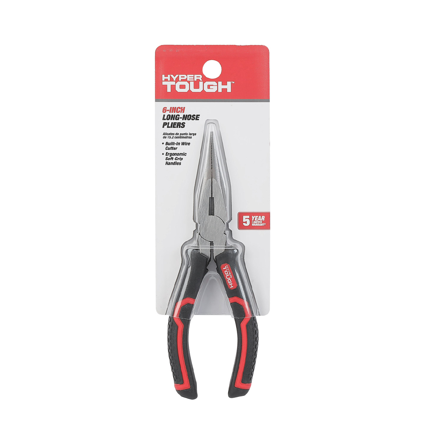 Pinzas de Punta Larga de 6 Pulgadas Hyper Tough con Mangos Ergonómicos de Agarre Suave, Modelo 5365V 6