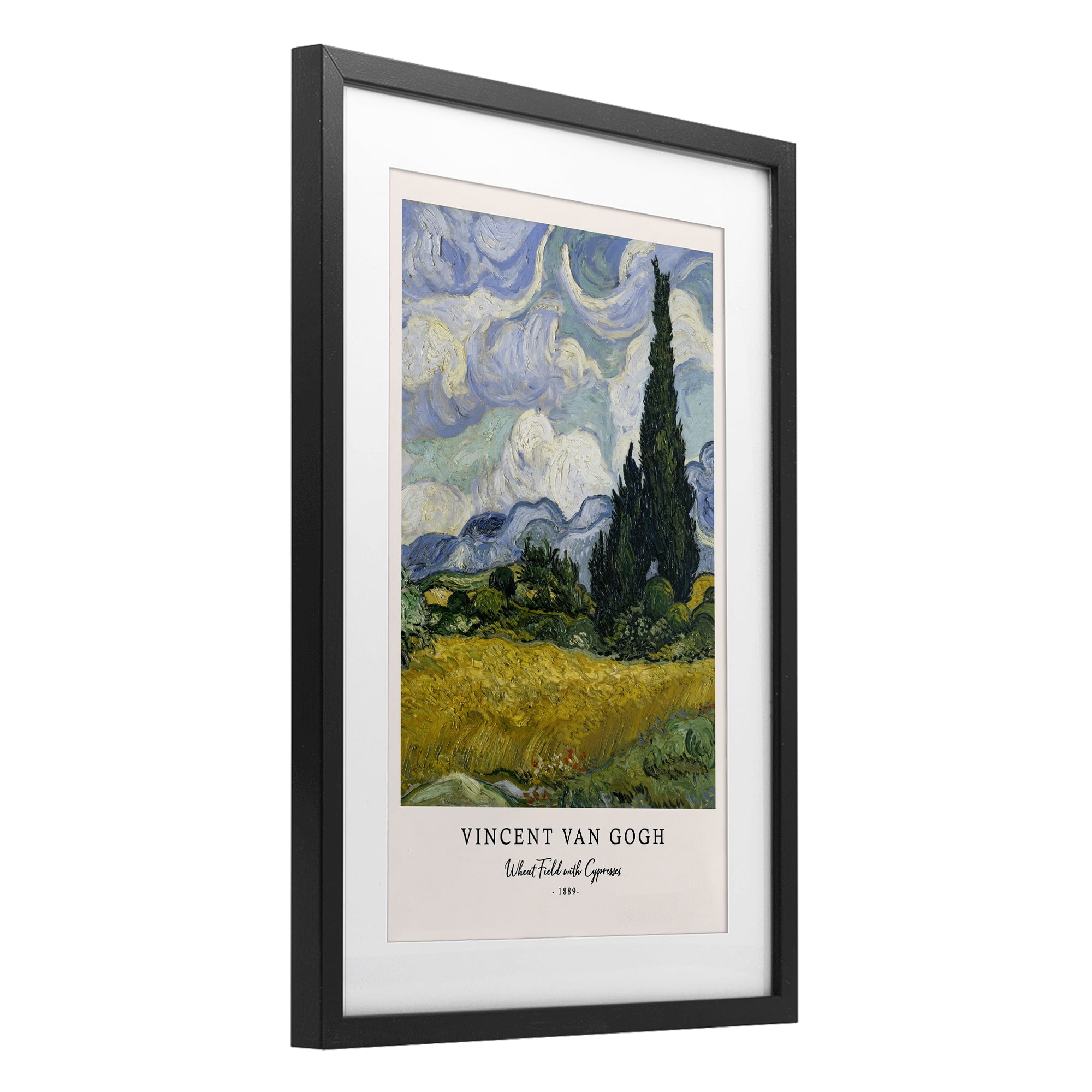 Stupell Industries Classic Wheat Fields with Cypresses Black Framed Print Under Glass, design by Vintage Hustle