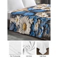 thumbnail image 6 of Blue White Daisy King Size Flat Sheet, Wrinkleproof & Fadeproof Cooling Flat Bed Sheet Only, Vintage Pastoral Butterfly Rustic Wood Breathable Soft Bedding Top Sheets 105 x 98 Inches, 6 of 8