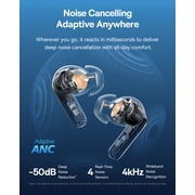 Baseus Wireless Earbuds, Hi-Res Noise-Cancelling, Up to -50dB Adaptive ANC, 55H Playtime, IP55 Water Resistant Bluetooth Headphone 6 Mic in-Ear Buds, Black