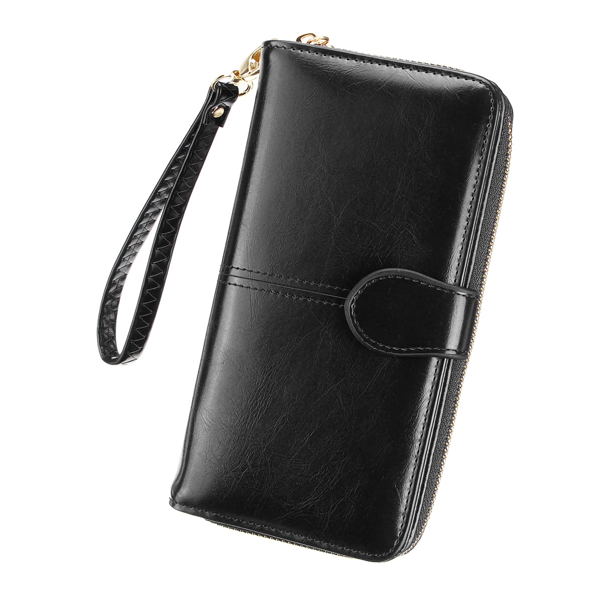 Womail Women Leather New Fashion Long Wallet Card Coin Holder Zipper Handbags Black