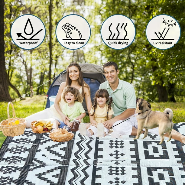 Docred Outdoor Rugs 9' x 12' Waterproof Reversible Mat, Camping RV Rug,Plastic Straw Rug, RV