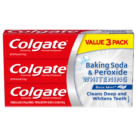 (6 pack) Colgate Baking Soda and Peroxide Whitening Toothpaste, Brisk Mint - 6 Ounce, 3