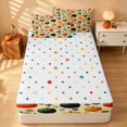 thumbnail image 4 of Homewish Vintage Fall Pumpkin Zipper Twin Comforter Sets with Fitted Sheet and 2 Pillowcases, Autumn Maple Leaf Zipper Bedding Set, Cream Mixed Hues, Polka Dots Reversible, 4 of 7