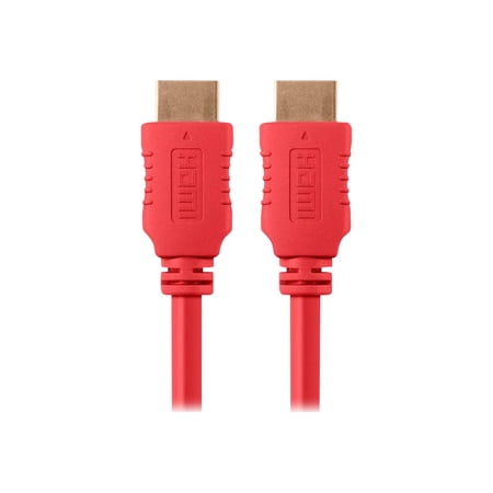 UPC: 0844660040279 | Monoprice HDMI Cable – 10 Feet – Red | High Speed  4K@24Hz  HDR  18Gbps  YUV 4:4:4  28AWG  Compatible with UHD TV and More – Select Series