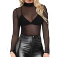thumbnail image 1 of Xishao - Blusa femenina de malla transparente para discoteca, 1-high Neck (Black), XL Xishao ropa, 1 of 2
