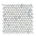 thumbnail image 3 of The Tile Life Eterna Penny 1" x 1" Calacatta Blue Glass Mosaic Floor and Wall Tile, 1 Sheet, 3 of 13
