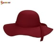 thumbnail image 2 of Spencer Women's Winter Floppy Wide Brim Hat Wool Retro Fedora Floppy Felt Bowler Hat Sun Cap (Wine Red), 2 of 7