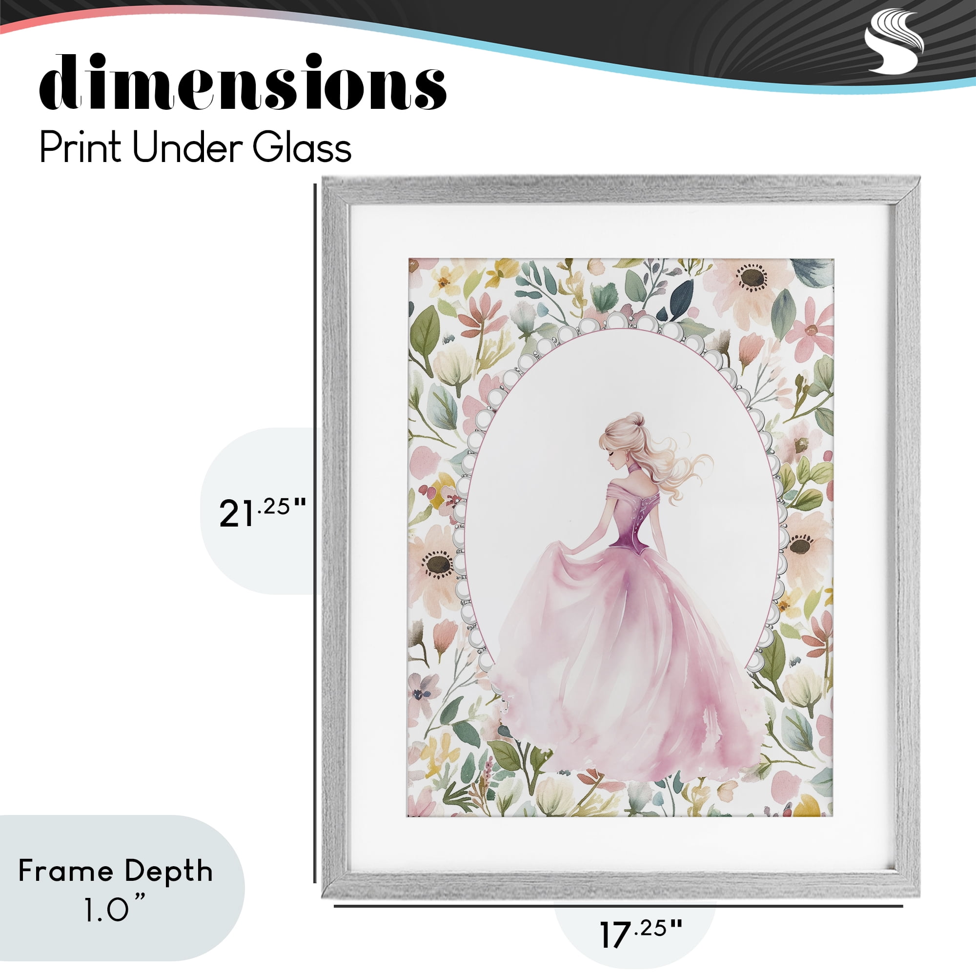 Stupell Industries Graceful Princess Love Gray Framed Print Under Glass, design by Christine Simpson Art